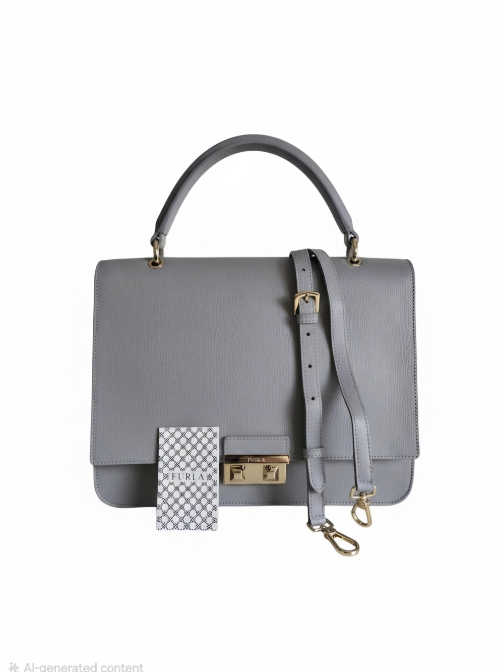 Furla Gray Leather Top-Handle Satchel